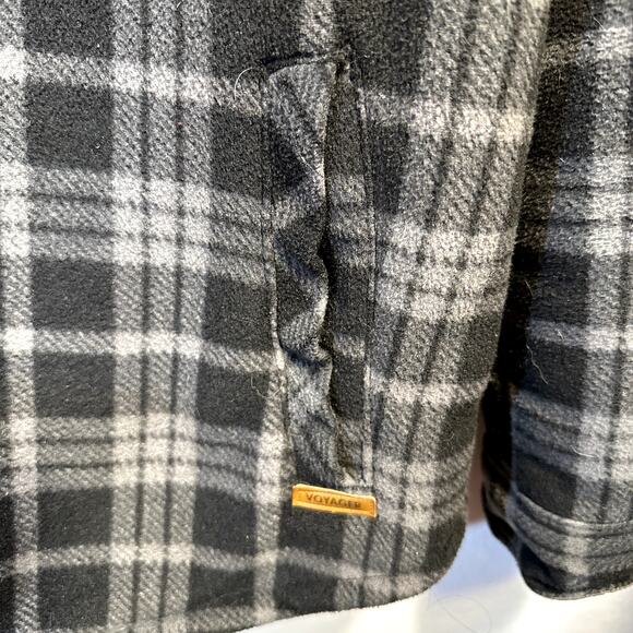 Voyager Remote Fleece Shirt Jacket Mens L Shacket Button Down Blue Plaid Heavy - Picture 8 of 8